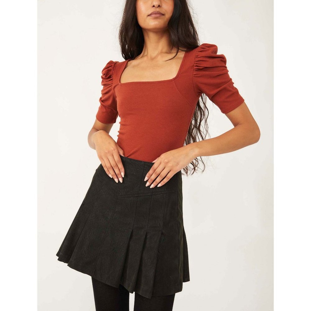 Free People Night Lily Square Neck Top Sienna Burnt Orange size L